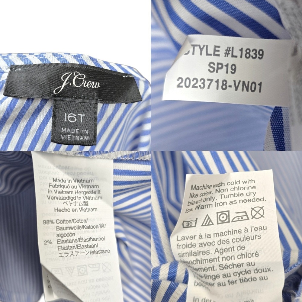 J.Crew Womens Long Sleeve Blue White Striped Blouse Size 16T Tall NWOT - Picture 5 of 6